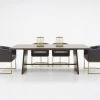 VIG Modrest Selena Modern Acacia & Brass Dining Table