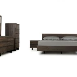 VIG Modrest Selma Modern Dark Aged Oak & Concrete Bedroom Set By Hollywood Glam Beds & Headboards