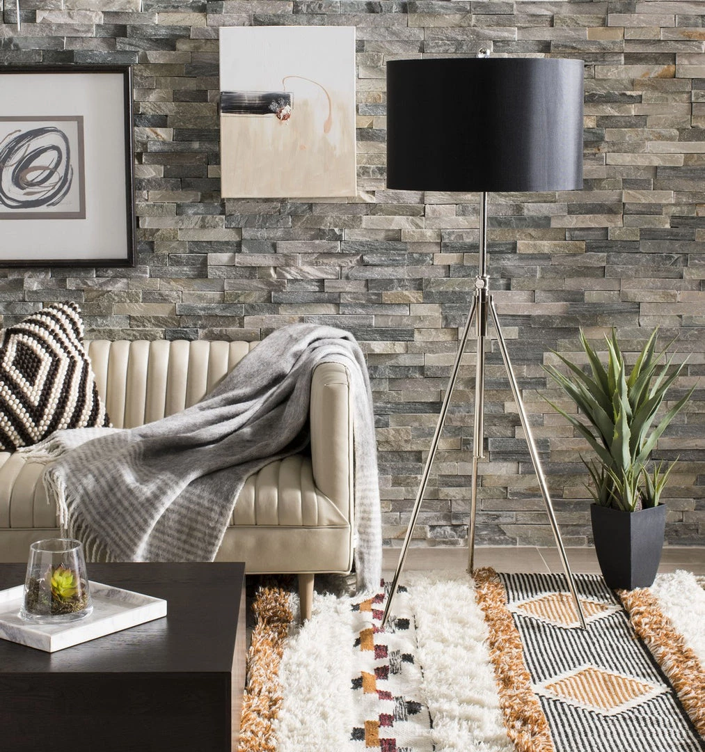 Safavieh Carmina Channeled Leather Sofa Living Room