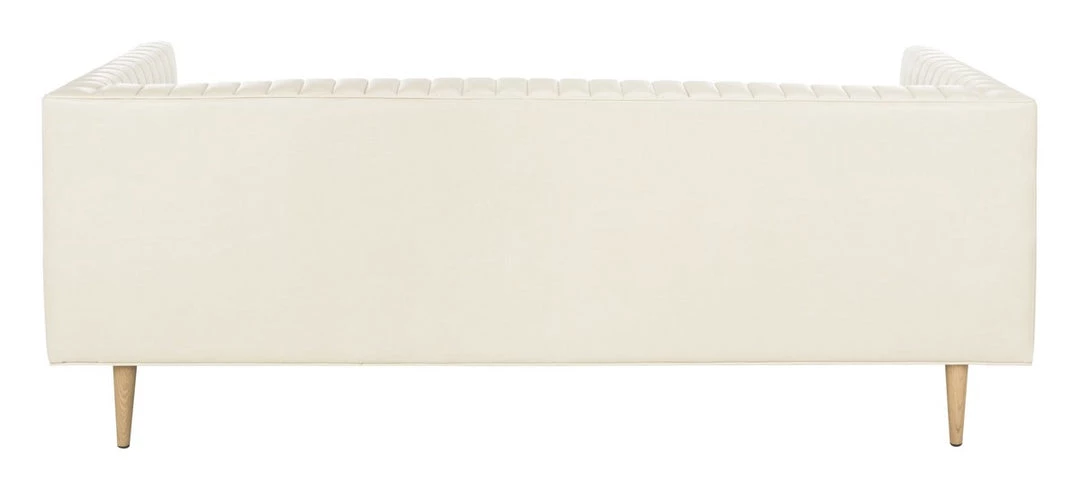 Safavieh Carmina Channeled Leather Sofa Living Room