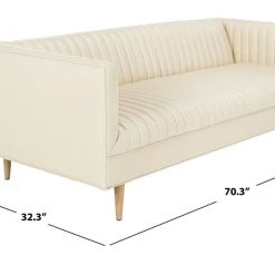Safavieh Carmina Channeled Leather Sofa Living Room