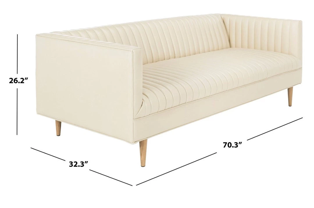 Safavieh Carmina Channeled Leather Sofa Living Room