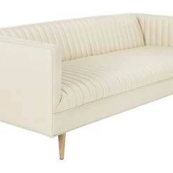 Safavieh Carmina Channeled Leather Sofa Living Room