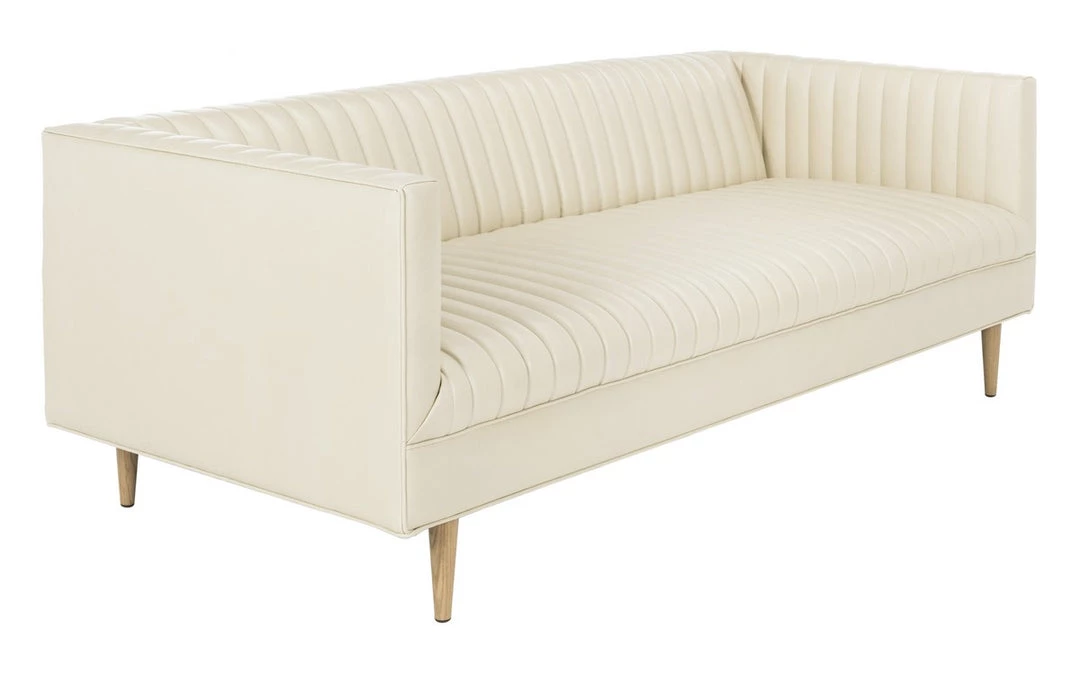 Safavieh Carmina Channeled Leather Sofa Living Room