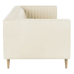 Safavieh Carmina Channeled Leather Sofa Living Room