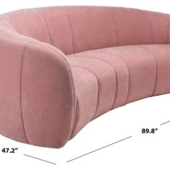 Safavieh Living Room Alliya Channel Tufted Curved Sofa By Hollywood Glam