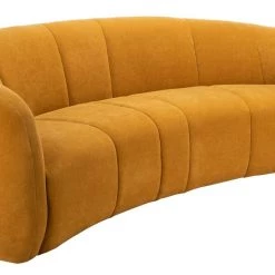 Safavieh Living Room Alliya Channel Tufted Curved Sofa By Hollywood Glam