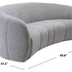 Safavieh Living Room Alliya Channel Tufted Curved Sofa By Hollywood Glam