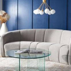 Safavieh Living Room Alliya Channel Tufted Curved Sofa By Hollywood Glam