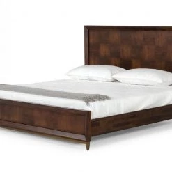 VIG Modrest Shane - Modern Acacia & Brass Bed Beds & Headboards