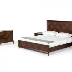 VIG Modrest Shane - Modern Acacia & Brass Bed Beds & Headboards