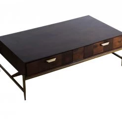 VIG Modrest Shane - Modern Acacia & Brass Coffee Table