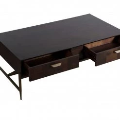 VIG Modrest Shane - Modern Acacia & Brass Coffee Table