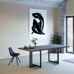 VIG Modrest Sharon Modern Concrete & Black Metal Dining Table Dining Room