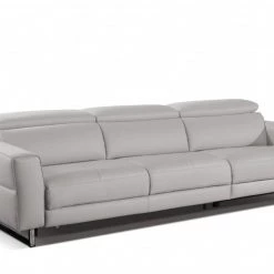 VIG Accenti Italia Snooker - Modern Leather Grey - White Sofa Bed With Recliner