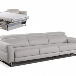 VIG Accenti Italia Snooker - Modern Leather Grey - White Sofa Bed With Recliner