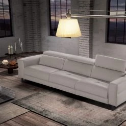 VIG Accenti Italia Snooker - Modern Leather Grey - White Sofa Bed With Recliner