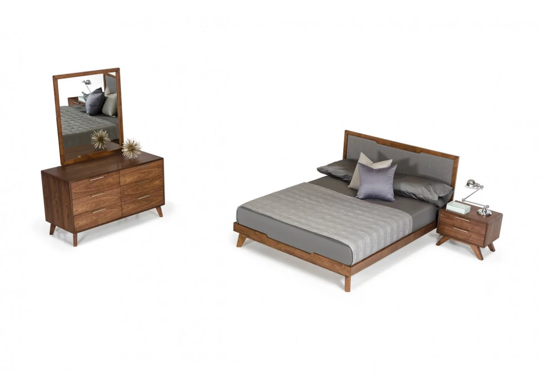 VIG Beds & Headboards Nova Domus Soria Modern Grey & Walnut Bedroom Set By Hollywood Glam