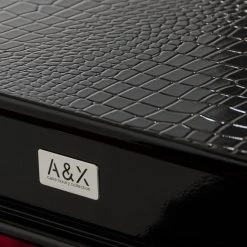 VIG A&X Sovereign Transitional Black Crocodile Dining Table W/ Black Gloss Legs Dining Room