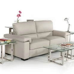 VIG Living Room Estro Salotti Spock Italian Modern Light Grey Leather Sofa Bed