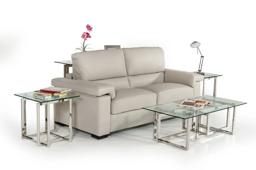 VIG Living Room Estro Salotti Spock Italian Modern Light Grey Leather Sofa Bed