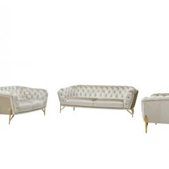 VIG Living Room Divani Casa Stella - Transitional Beige Velvet Sofa Set