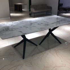 VIG Dining Room Modrest Stetson - Modern White Ceramic & Smoked Ash Dining Table