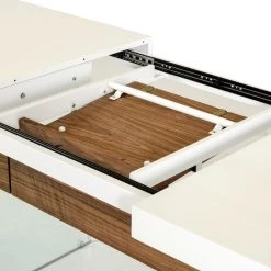 VIG Dining Room Modrest Sven Contemporary White & Walnut Floating Extendable Dining Table By Hollywood Glam