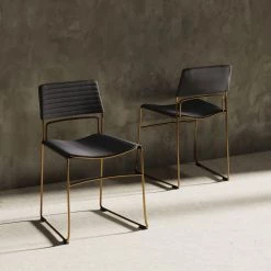 VIG Modrest Swain Modern Fabric & Gold Dining Chair (Set Of 2) Dining Room