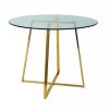 VIG Modrest Swain - Modern Clear Glass & Gold Round Dining Table