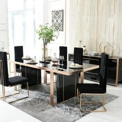 VIG Dining Room Nova Domus Cartier Modern Black & Rosegold Dining Table