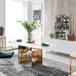 VIG Modrest Marmot - White Marble And Rose Gold Dining Table