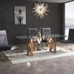 VIG Modrest Javier Modern Glass & Rosegold Dining Table