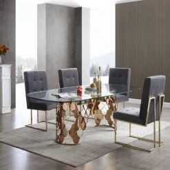VIG Modrest Javier Modern Glass & Rosegold Dining Table