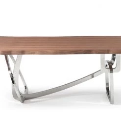 VIG Dining Room Modrest Addy Modern Walnut & Stainless Steel Dining Table