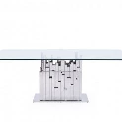 VIG Modrest Edwin Modern Glass & Stainless Steel Dining Table Dining Room