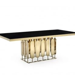 VIG Dining Room Modrest Griffith Modern Black Glass & Gold Dining Table