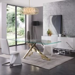 VIG Modrest Legend Modern Glass & Gold Dining Table Dining Room