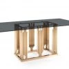 VIG Dining Room Modrest Token Modern Smoked Grey Glass & Rosegold Dining Table