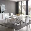 VIG Dining Room Modrest Marston Modern White Marble & Stainless Steel Dining Table