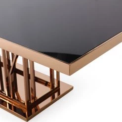 VIG Modrest Marston Modern Black Glass & Rosegold Dining Table