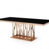 VIG Modrest Marston Modern Black Glass & Rosegold Dining Table