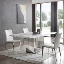 VIG Modrest Kingsley Modern Marble & Stainless Steel Dining Table