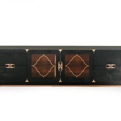 VIG A&X Talin Modern Black Crocodile & Rosegold TV Stand