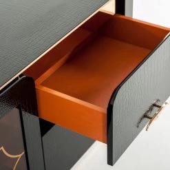 VIG A&X Talin Modern Black Crocodile & Rosegold TV Stand