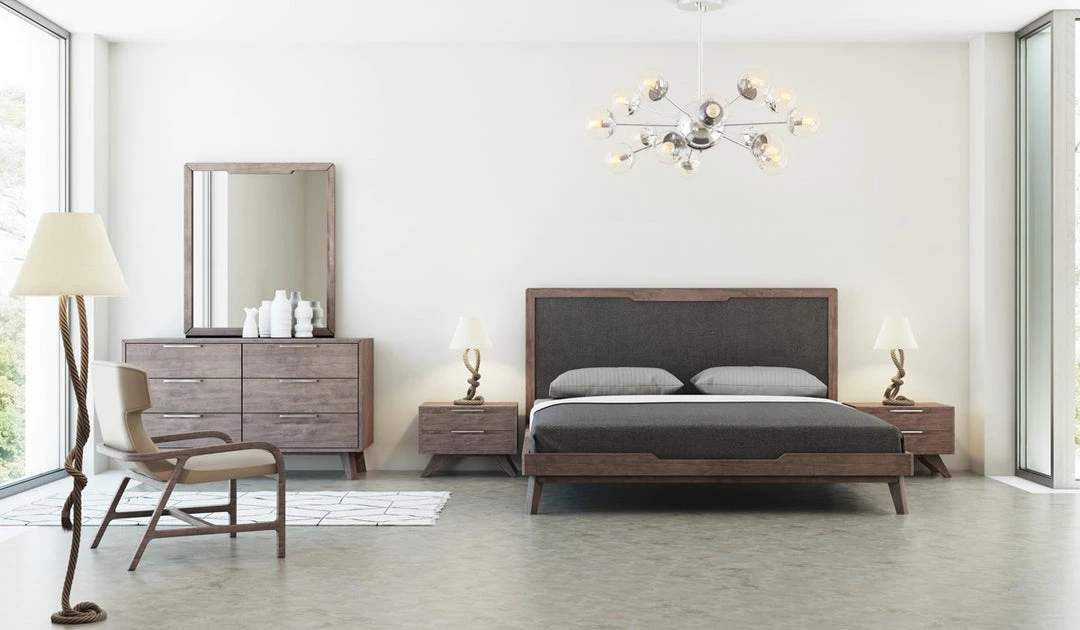 VIG Beds & Headboards Nova Domus Soria Modern Grey & Walnut Bedroom Set By Hollywood Glam