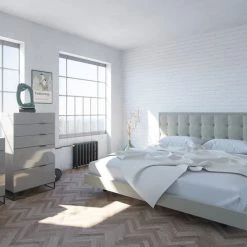 VIG Modrest Hera Modern Grey Leatherette Bed Bedroom