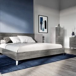 VIG Nova Domus Bronx Italian Modern Faux Concrete & Grey Bedroom Set Beds & Headboards