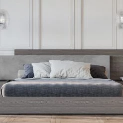 VIG Beds & Headboards Nova Domus Enzo Italian Modern Grey Oak & Fabric Bedroom Set