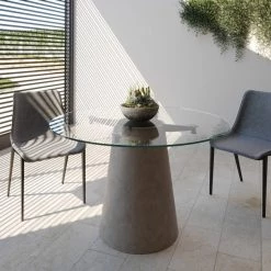 VIG Nova Domus Essex - Contemporary Concrete, Metal And Glass Round Dining Table Dining Room